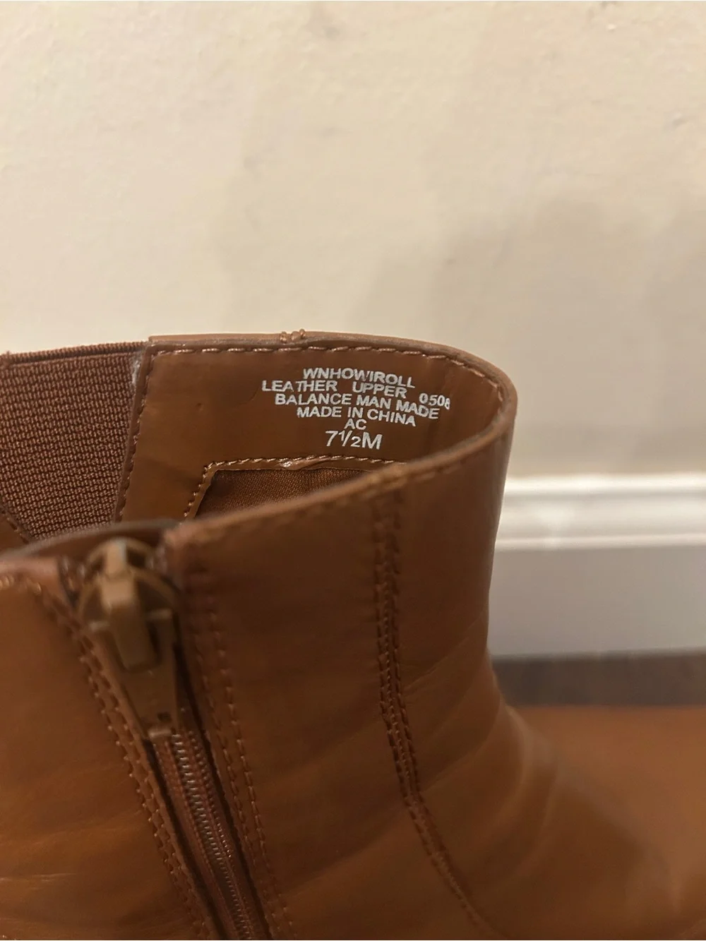 Nine West Tan Leather Square-Toe Ankle Boots Sz 7.5 Fall Y2K Inspo Block Heel